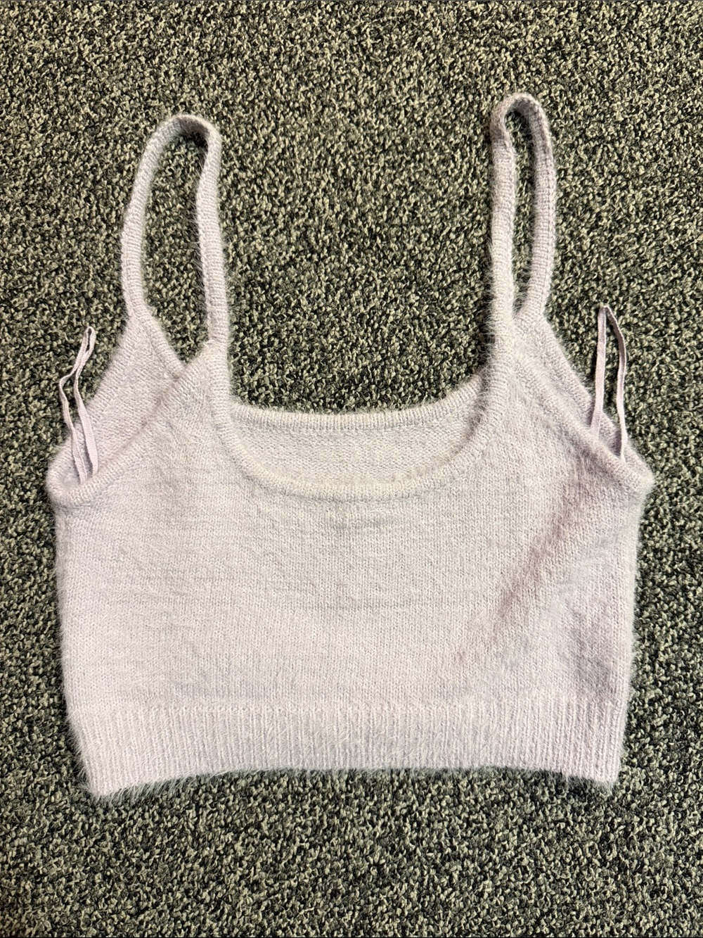 Garage Lilac Fuzzy Knit Crop Tank and Cardigan Matching Set